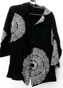 Black Graphic Print Kimono Jacket