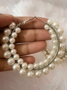Chic Pearl Hoop Earrings