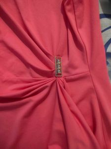 Coral Ruched Sheath Dress medium size