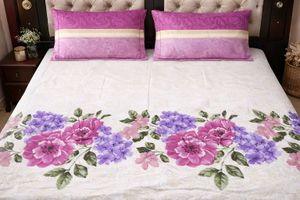 Tangerine Floral King Size Double Bed Sheet