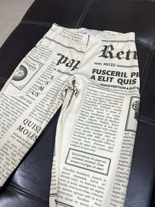 Newspaper Print Leggings with pocket