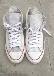 White High-Top Canvas Sneakers