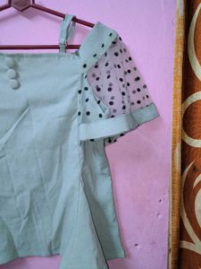 Sweet Off-Shoulder Polka Dot Top