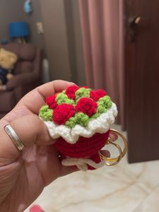 Crocheted Flower Bouquet Keychain