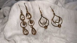 Elegant Drop Earrings with Crystals Pack of 2