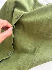 Elegant green linen dress
