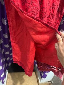 embroidery Red Kurta Set