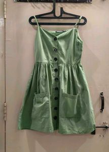 Light Green Button-Up Midi Dress
