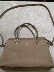 Stylish Taupe Handbag with Shoulder Strap