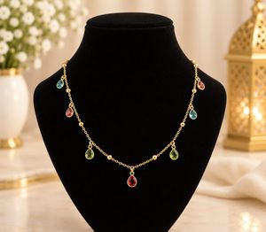 Colorful Gemstone Drop Necklace