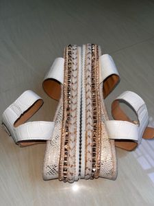 Stylish Embellished White Sandals