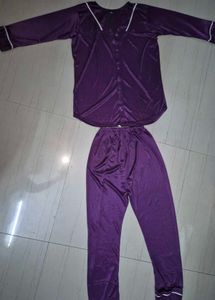 New Purple Satin Pajama Set