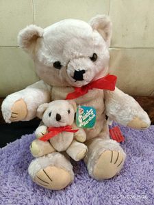 Vintage 80s Collectible Teddy bear plush with baby