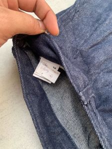 raw denim wide leg trouser