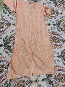 W Women Peach Pink Festive Kurta Size 8