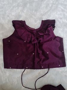 Purple Silk Crop Top Skirt - 1-2.5y