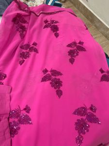 Vibrant Pink Embroidered saree