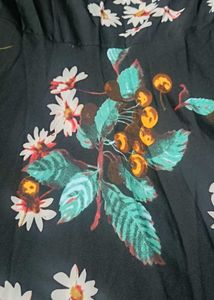 Floral Print Black Ethnic Gown 'M' SIZE