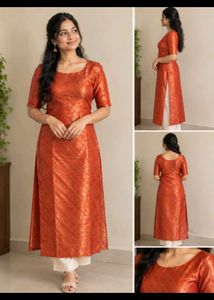 Orange Printed Kurta