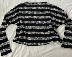 Striped Graphic Print Long Sleeve Top