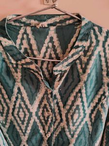 Teal Diamond Print Kurta