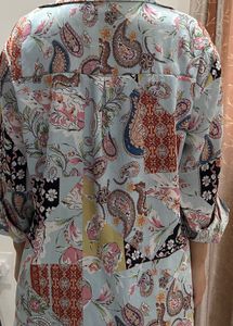 Bohemian Patchwork Print Button-Up Shirt