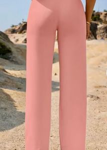 Stylish Pink High-Waisted Trousers