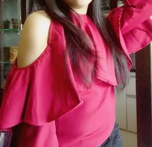 Maroon Cut Shoulder Top