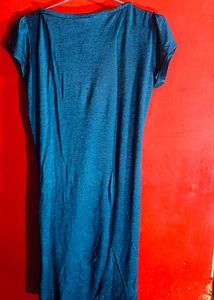 party wear Teal Dress with Button Detail