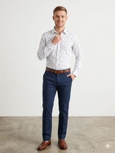 Men's Smart Patterned Button-Down Shirt