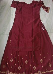Maroon Kurta With Lehanga On The Bottom