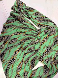 Green Cheetah Print peplum top fits S-M