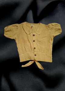 Yellow Gingham Puff Sleeve Top