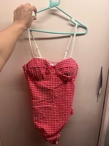 Red Gingham Bikini Top