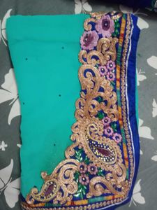 Stunning Teal Embroidered Saree