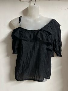 Chic Black Off-Shoulder Ruffle Top