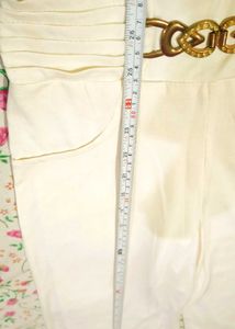 White Palazzo Pants with Gold Chain Detail