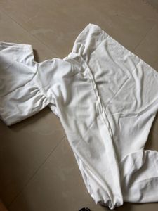 one shoulder white top
