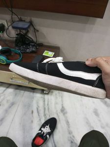 Black Canvas Sneakers with White Accents