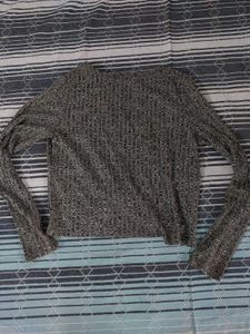Grey Knitted Twist Front Top