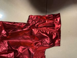 Shiny Red &amp; Black Ruffled Dress