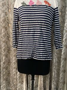 Striped Top with Floral Embroidery