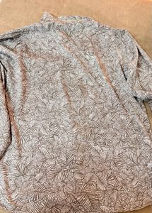 Stylish Leaf Print Button-Up Blouse
