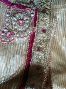 Embroidered Saree with Pearl Embellishments