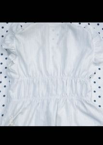 savana Chic White Ruffle Top with Black Bows