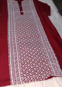 Maroon &amp; White Ethnic Kurta Set
