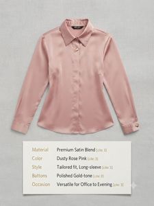 Satin Blend Tailored Fit Long-Sleeve Top