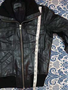 ONLY Black  Leather Bomber Jacket