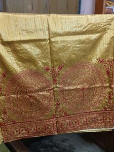 Golden Embroidered Dress Material