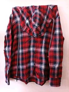Red Plaid Flannel with Hoodie